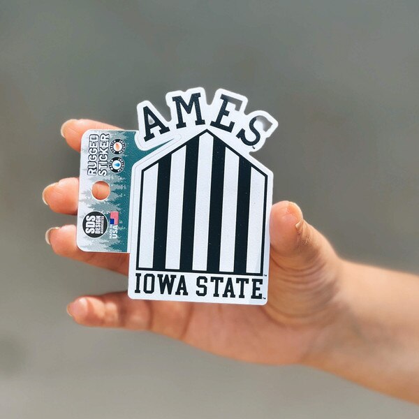 Commemorative Collection 5-Bar Ames Black & White Rugged Sticker (2.5" x 3.5")